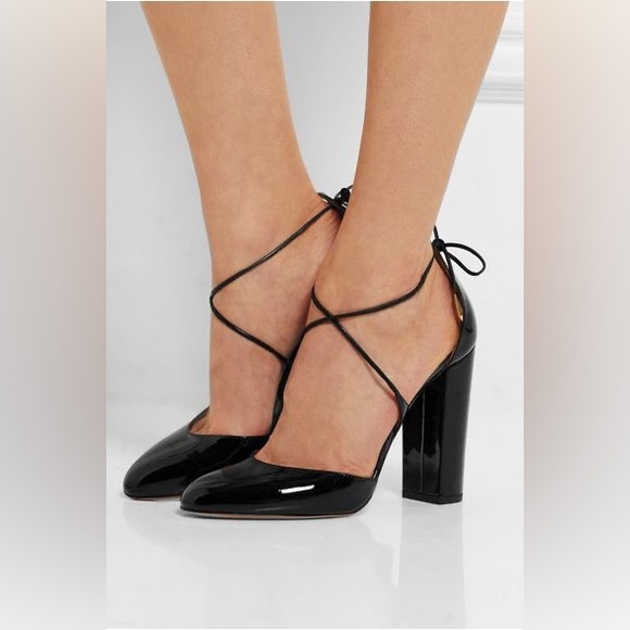 Aquazurra Karlie Criss Cross Block Heel Sz: 38.5